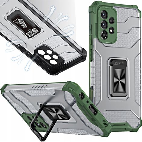 Crystal Ring Case – gepanzerte Hybrid-Schutzhülle + magnetische Halterung für Samsung Galaxy A72 4G, grün (1/5)
