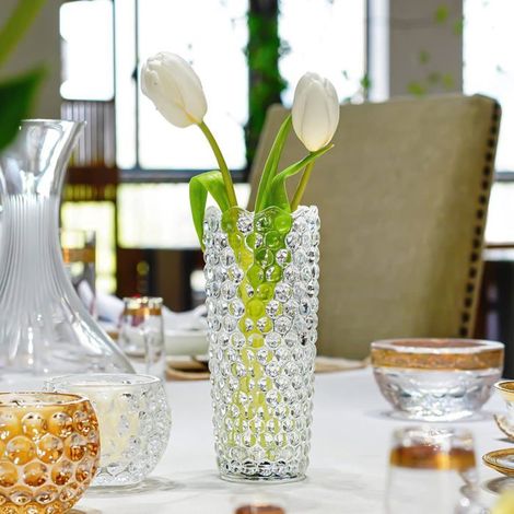 Vase en cristal épais pour décoration, vases à fleurs transparents pour centres de table, salon, cuisine, bureau, mariage (1/5)