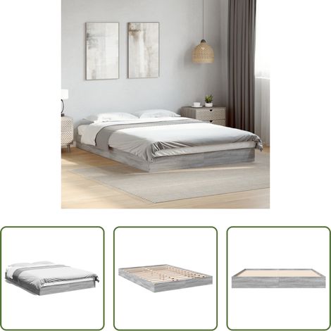 Cadre de lit bois - Cadre de lit sans matelas sonoma gris 140x200 cm (1/5)