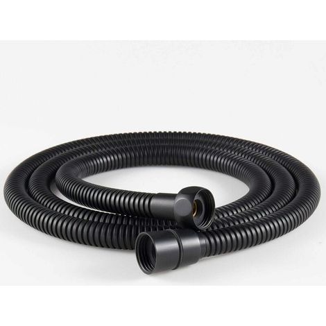 Tubo flessibile per doccia in acciaio inox da 1,5 m, monoblocco, con raccordi in ottone, tubo antitorsione per soffione doccia, tubo flessibile per doccia - Nero -Crezuo