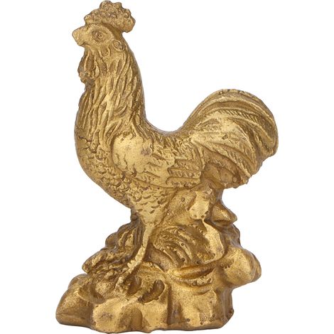 Statue de Coq en Laiton, Sculpture Chinoise Artisanale pour Décor d'Intérieur