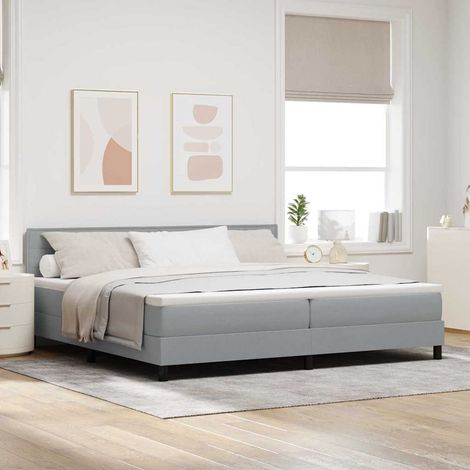 Boxspringbett mit Kopfteil Hellgrau 200 x 200 cm Stoff (1/5)