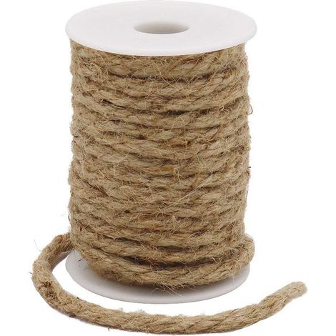 Corde En Jute Naturelle - 6 mm - 10 M - Pour Jardinage, Artisanat, Décoration Et Bricolage - 1 Pièce