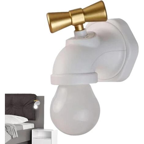 Luz nocturna LED con control por voz, carga USB inteligente y creativa, con inducción, para grifo o mesita de noche (blanca) (1/5)