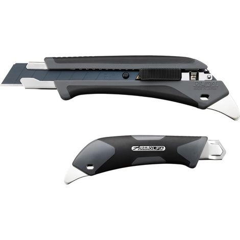 Couteau utilitaire OLFA avec verrouillage automatique et manche antidérapant Comfort Grip, gris (1/4)