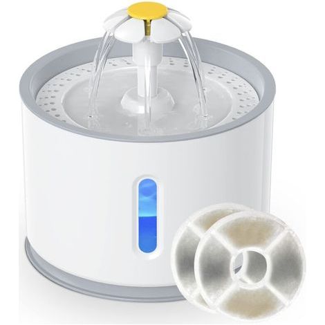 Fontaine à Eau pour Chat Chien Automatique 2,4L, Distributeur Eau Silencieux avec LED Fenêtre de Niveau d'eau et Filtre à Charbon Actif (1/5)