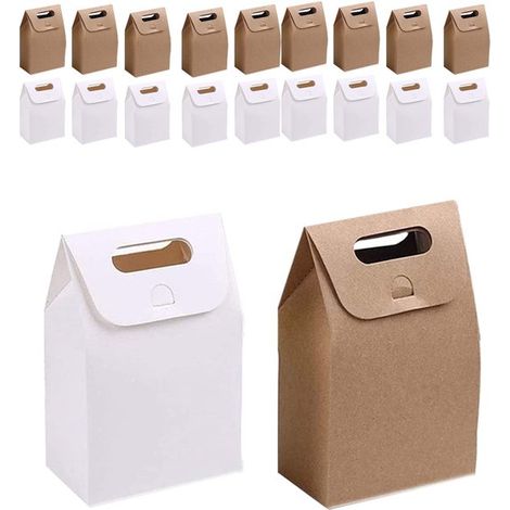 Sacchetti regalo in carta kraft Aladdien, ecologici, bianco/beige mucca, per regali, 20 pezzi (1/5)