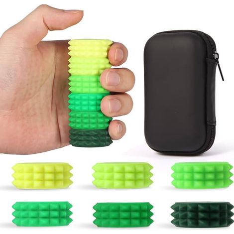 Lot de 6 balles anti-stress magnétiques en silicone vert dégradé - Jouets anti-douleur texturés pour adultes et adolescents - Outils de soulagement sensoriel pour une approche écologique (1/5)