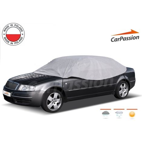 Wasserdichte, hochwertige Teilabdeckung (Halbhülle) für Auto, Größe XL, 295 cm x 130 cm, grau — CarPassion