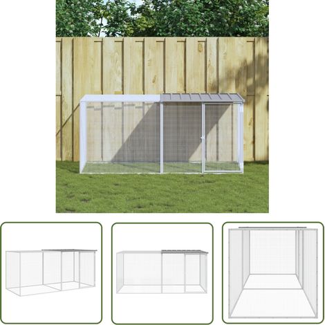 The Living Store Poulailler avec toit gris clair 203x98x90 cm acier galvanisé - Poulailler - Coop Pour Poules - Abri Pour Oiseaux - Maison Pour Volaille - Animal Domestique (1/5)