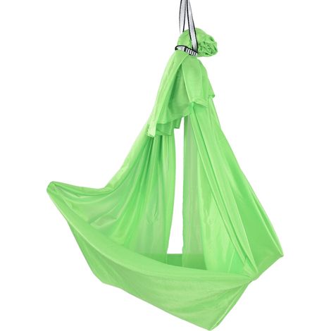 Hamac de yoga aérien 1 x 2,8 m, sûr et respirant, soulage les douleurs, hamac élastique pour enfants, idéal pour le yoga. Vert. (1/5)