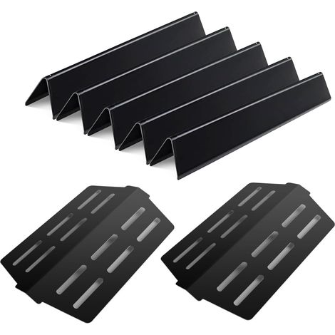 7620 Réflecteur de chaleur et barre de flavorizer de 44,5 cm pour Weber Genesis 300 Series - Couvercle de brûleur pour Weber Genesis E/S/EP 310 320 330 - Avec boutons avant avant - Déflecteur (1/5)