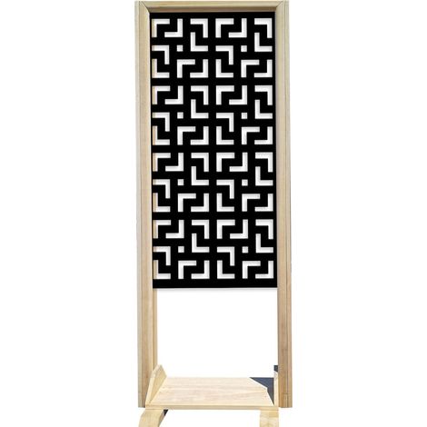 LABYRINTH L - Separè - Paravento modulabile - 70x190cm - in Legno e PVC Nero (1/3)