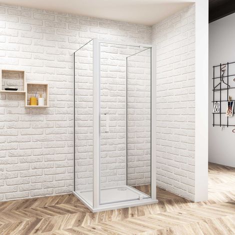 AICA U-form Duschkabine 100x185cm Pendeltür Schwingtür mit 2x76x185cm Seitewand 5mm ESG Sicherheitsglas Mattgrau Nischentür Duschabtrennung (1/5)