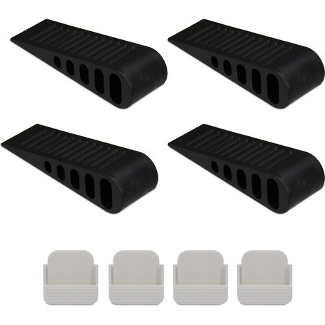 Relaxdays Cuneo Fermaporta, Set 4 Blocca Porte Pavimento, Autoadesivo e Antiscivolo, Pratico Accessorio per Casa, Nero, 1 pz (1/5)
