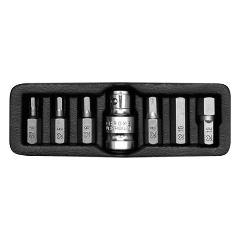 Puntas de llave Allen Yato. 7 unidades. 0412 4-12 mm + adaptador.