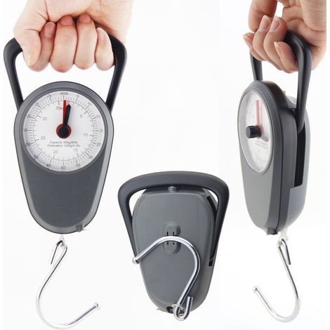 Mètre ruban, dynamomètre à ressort, balance à double aiguille 35 kg, balance mécanique à poignée noire, 80 lb, balance de voyage portable pour la pêche (1/4)