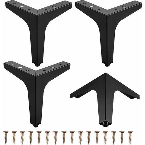 4 PCS Pieds de Meubles en Métal,4" 10cm Pieds de Meubles Triangulaires pour Meuble Canapé Table basse Meuble TV et Autres Pieds de Meubles(Noir) (1/5)