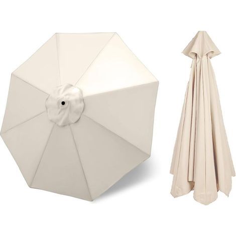 Round Replacement Canopy for Patio Parasol with 8 Ribs, High Quality Polyester Replacement Canopy for Parasol, Replacement Cover for Parasol (Color: Beige, Size: 3M (10FT)) (1/5)