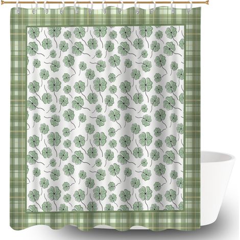 Ensemble rideau de douche polyester avec anneaux 180x180 Étanche séparation douche pour votre chalet à la montagne (1/5)