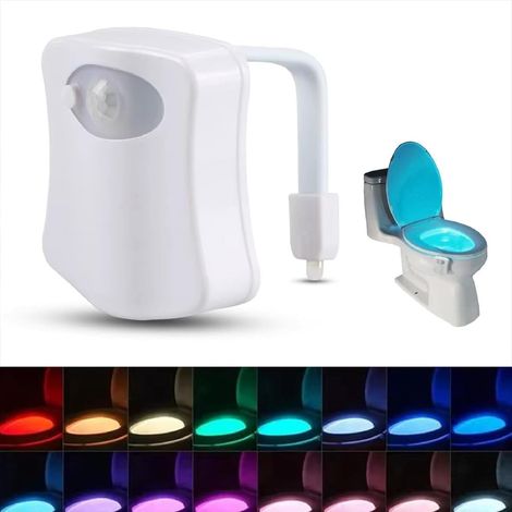 Dos luces LED para inodoro - Iluminación interior - Luces LED - 16 colores - Luz nocturna - Para baños y aseos (pilas no incluidas) (1/5)