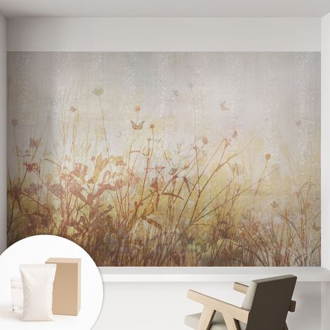Papier peint intissé mural avec imprimé pour décoration pour salon pour chambre à coucher pour entrée Harmonie des prairies 152x104 cm (1/5)