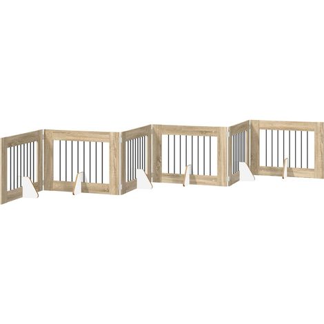 vidaXL Foldable Dog Gate with Stands 6 pcs Sonoma Oak 482 cm