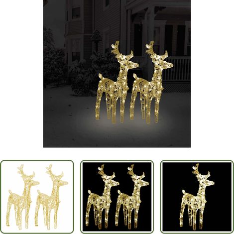 Rennes lumineux - Rennes de Noël 2 pcs 80 LED Blanc chaud Acrylique (1/5)
