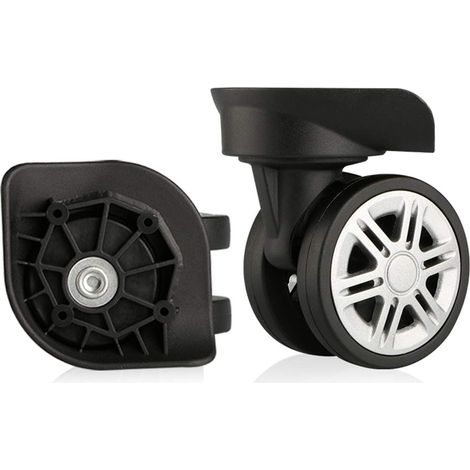 2 Rollen mit Doppelrollenlager sind als praktische Reparaturlösung für Trolleys und Koffer konzipiert.