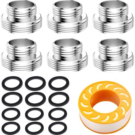 Lot de 6 adaptateurs de robinet M16 vers M22, adaptateurs filetés pour filetage extérieur M16 et M22 pour robinet de cuisine économiseur d'eau pour cuisine, salle de bain, lavabo (1/5)