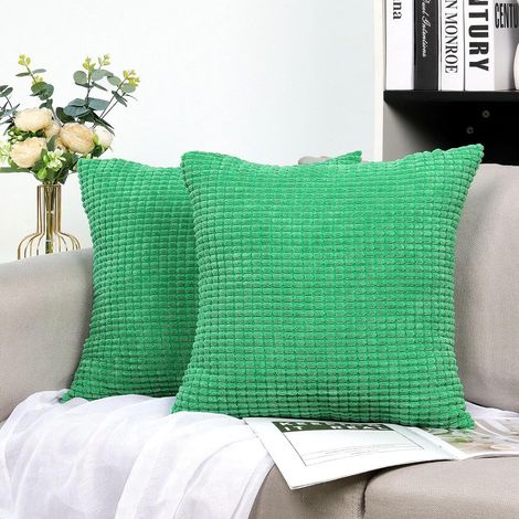 Fundas de almohada de pana lisa de 40x40cm, 2 unidades, color verde.