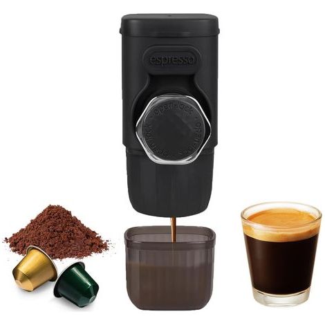 Machine à café portable, petite machine à café de voyage 2 en 1 pour café moulu et capsules, fonctionnement manuel, petite machine à café portable pour le camping, les voyages (1/5)
