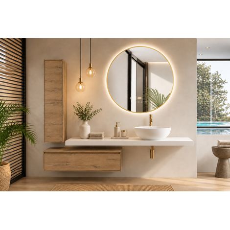 Conjunto mueble de baño MALLORCA con modulo de 60 cm y encimera de 120 cm con lavabo sin columna (1/5)