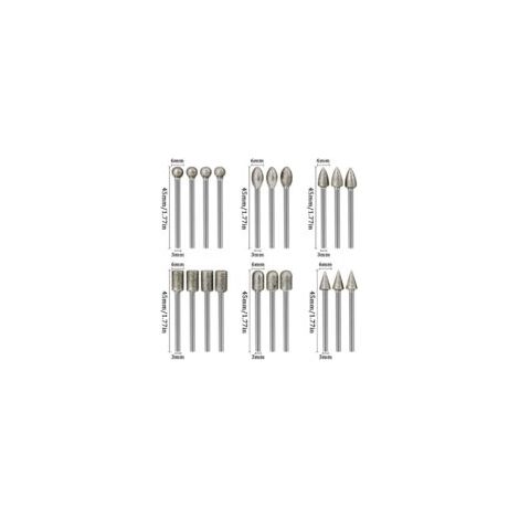 Set di 20 punte diamantate, punte per incisione con gambo da 3 mm (1/8") per utensili rotanti, levigatura, lucidatura, incisione fai da te, foratura - Crezuo