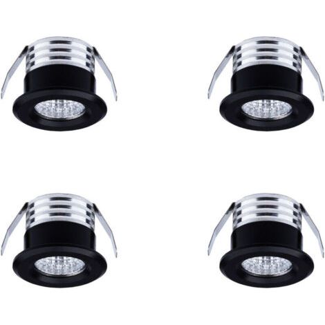Lot de 4 mini spots LED encastrables, 3 W, blanc chaud noir