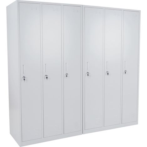 Schließfach Preston T829, Spind Wertfachschrank Schließfachschrank, Metall 6 Fächer grau (1/5)
