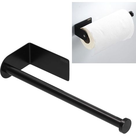 Porte-essuie-tout de cuisine sans perforation facile à installer support mural pour toilette long Papier Noir (1/5)