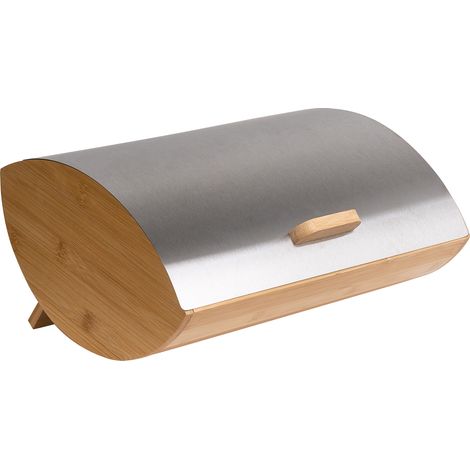Panera de metal de bambú con tapa de metal decorativo 36 x 25 x 16 cm plateado Epicurien