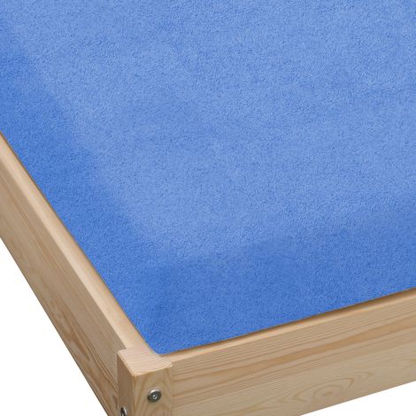Lenzuolo con angoli in spugna 180x200 blu spesso (1/3)