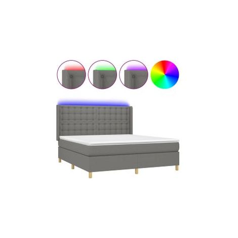 Sommier à lattes de lit matelas LED Gris foncé 180x200 Tissu (1/5)