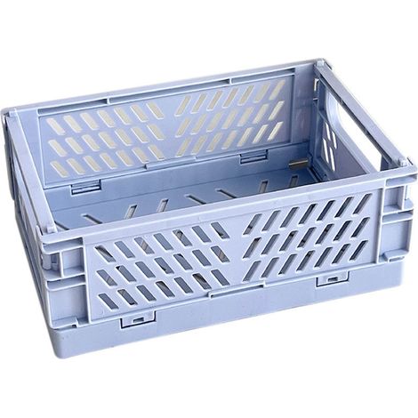 1pc Mini panier en plastique pliable, boîte de rangement pliable, maison cuisine chambre salle de bain outils de bureau (bleu) (1/5)