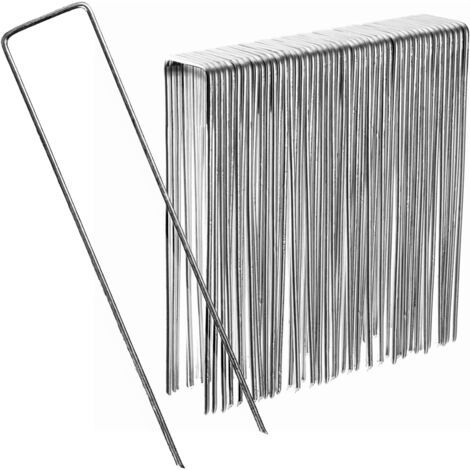 royaluxe-50 PCS Agrafes fixation Acier galvanisé H15cm L4cm 3mm - Piquet pour fixer tuyau, bâche, filet, toile jardin