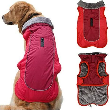 Manteau chien avec fourrure pour hiver rigoureux, idéal petit, moyen et grand chien, veste chaude imperméable, peluche douce, taille L, 3 pièces (1/3)