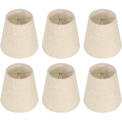 Ensemble de 6 abat-jour en toile de jute – Abat-jour baril beige 3,5 x 5,5 x 5,2 pouces – Compatible ampoules E14 – Installation facile (1/5)