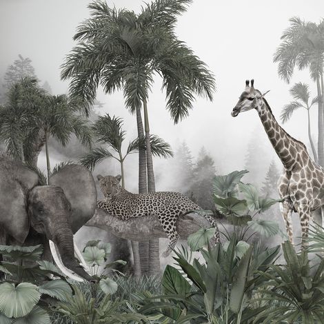 Papier peint panoramique - Animaux de la Jungle - 130 cm x 130 cm (1/2)