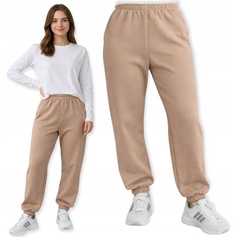 XS-Jogginghose für Damen, Jugendliche, gefüttert, flauschig, Herbst, Winter, Cappuccino (1/5)