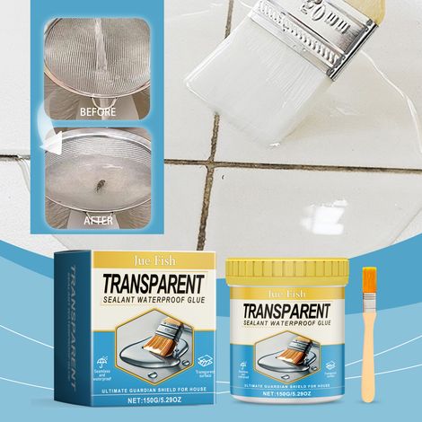 Adhésif imperméable transparent, hydrofuge, invisible, étanche, résistant à l'usure, durable et robuste - 150 g d'adhésif imperméable + pinceau -- AUTLEAD (1/5)