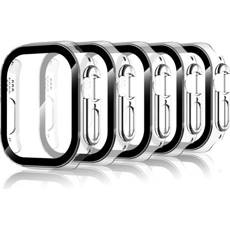 5 Pack Coque avec Protection D'écran Compatible pour Apple Watch Ultra 3/Ultra 2/ Ultra 49 mm, Coque Rigide en PC HD avec Verre Trempé, Résistant Aux Rayures, Transparent (1/5)