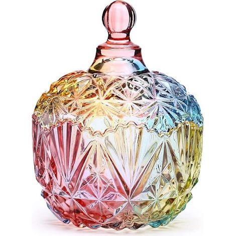 bocal de rangement en verre coloré avec couvercle, boîte à bonbons, boîte à biscuits, boîte à bijoux, bocal de buffet, récipient à biscuits (750 ml/26 oz) (1/5)