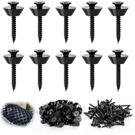 Lot de 100 clous d'étanchéité pour chemin à picots - 3,5 x 30 mm - Boutons de montage avec clous, clous de montage avec éléments de fixation, vis de montage pour drainage de construction, parterres (1/5)